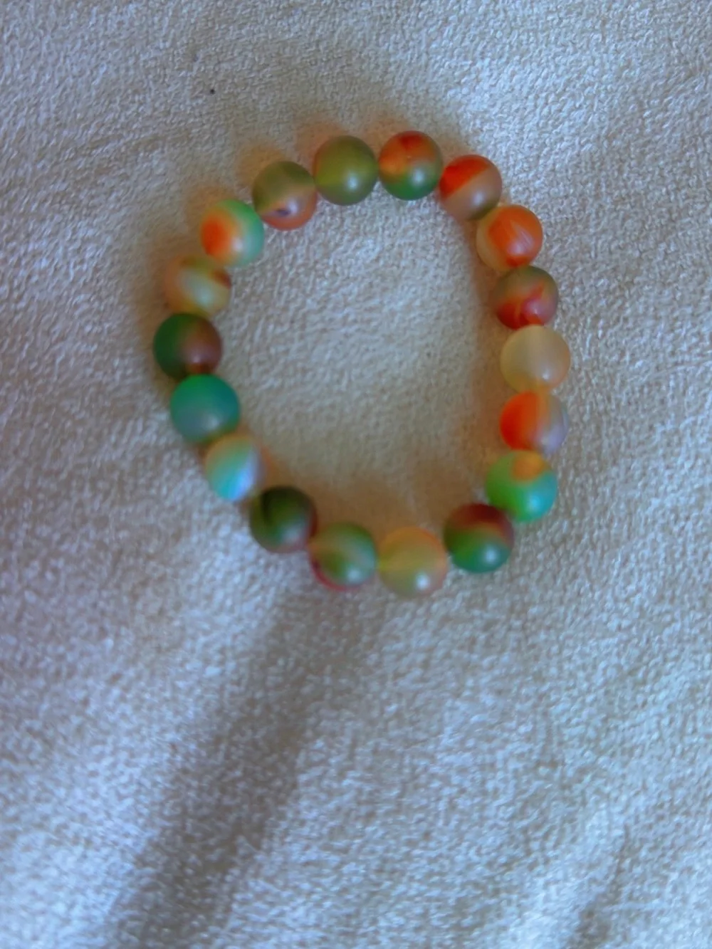 Colorful Kids Beaded Stretch Bracelet — Green & Orange